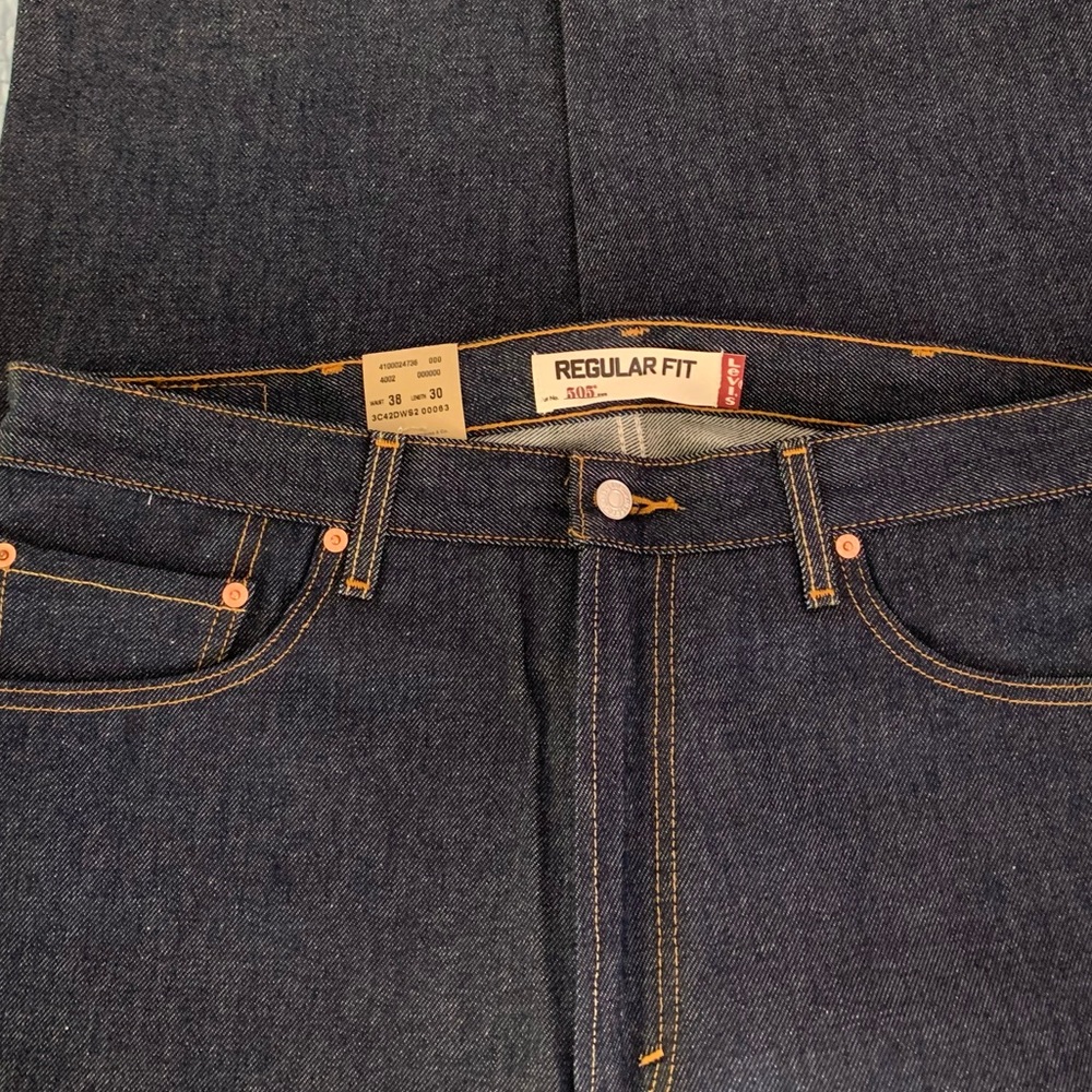 ❤️NWT LEVI’S 505™ REGULAR FIT MEN'S JEANS DARK WASH - STRAIGHT LEG (38W x 30L) - Picture 4 of 5